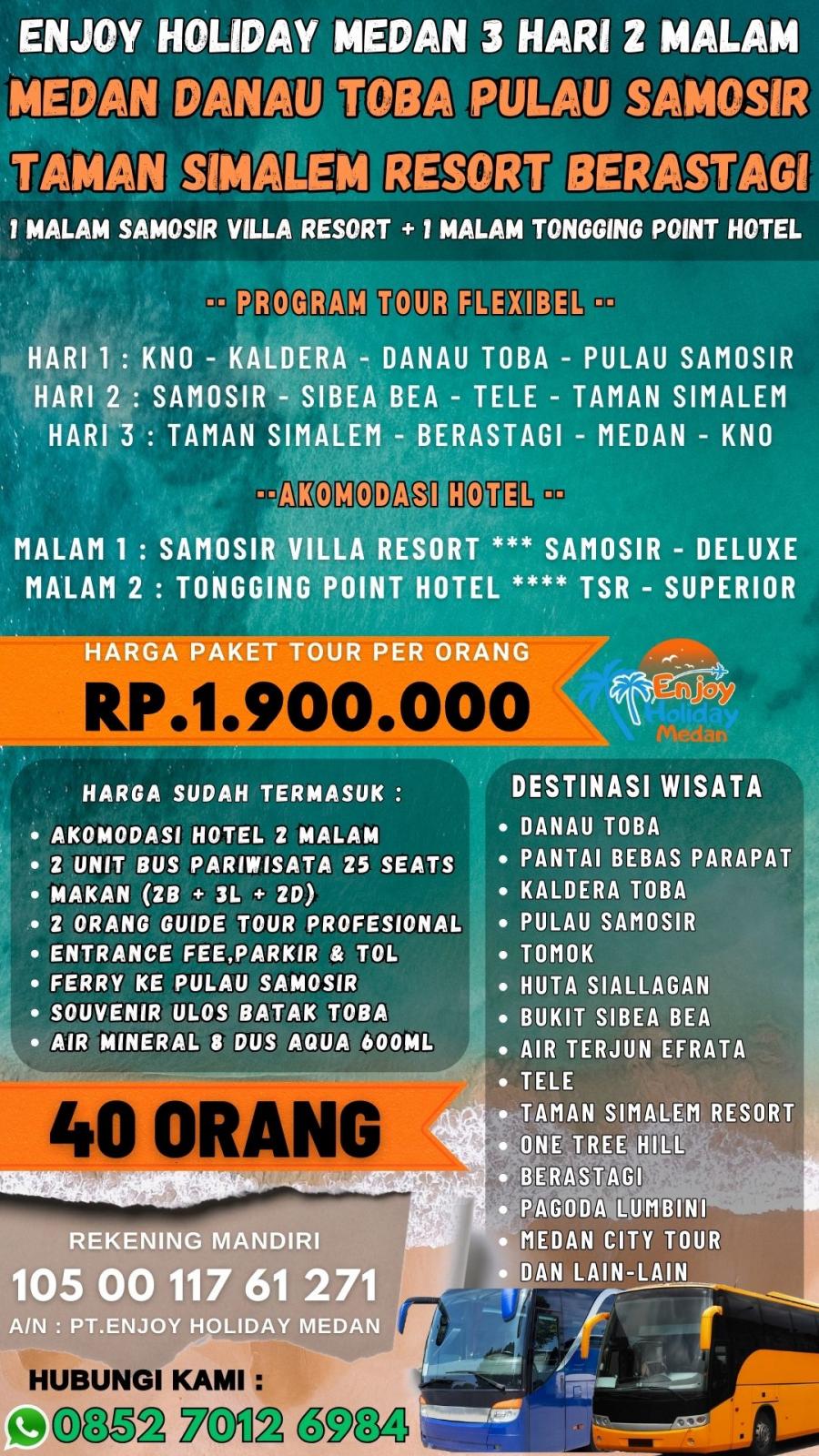 3D2N Medan Lake Toba Berastagi Tour Package