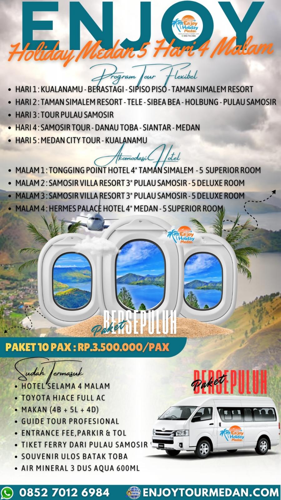 5D4N Medan Lake Toba Tour Package