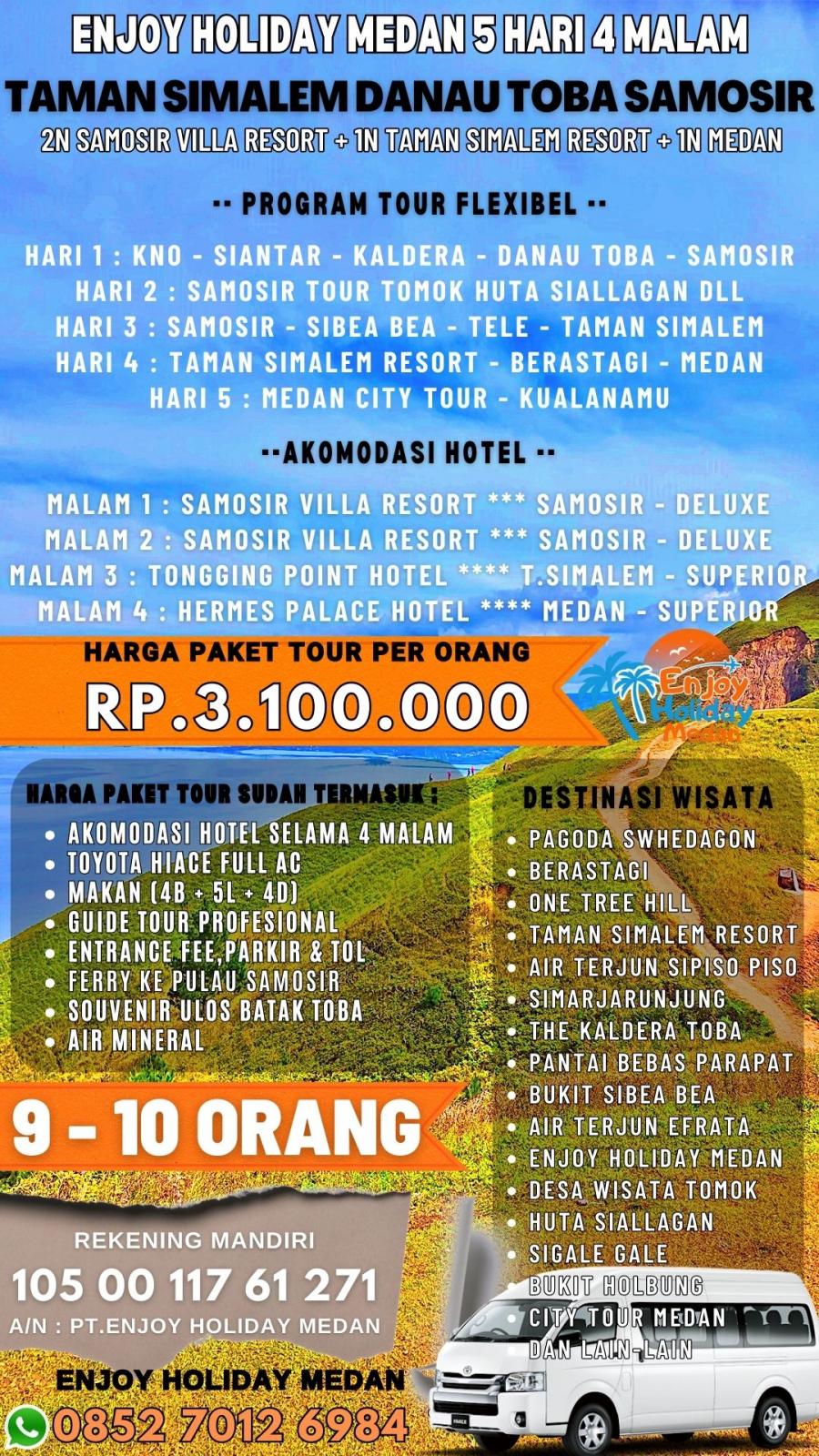 Paket Wisata Danau Toba Samosir 5D4N